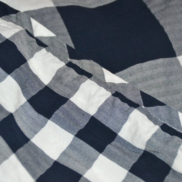 Pottery Barn Buffalo Check Gingham Navy Blue QUEEN Reversible Duvet Cover - Picture 2 of 5